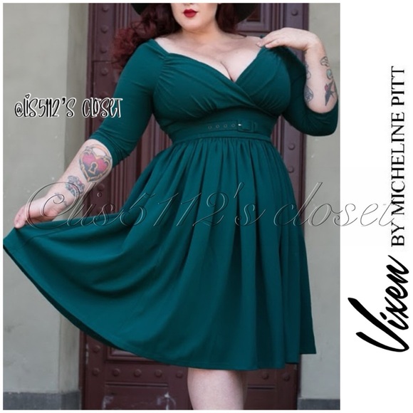 Bombshell Swing Dress in Hunter Green MINI - Vixen by Micheline Pitt
